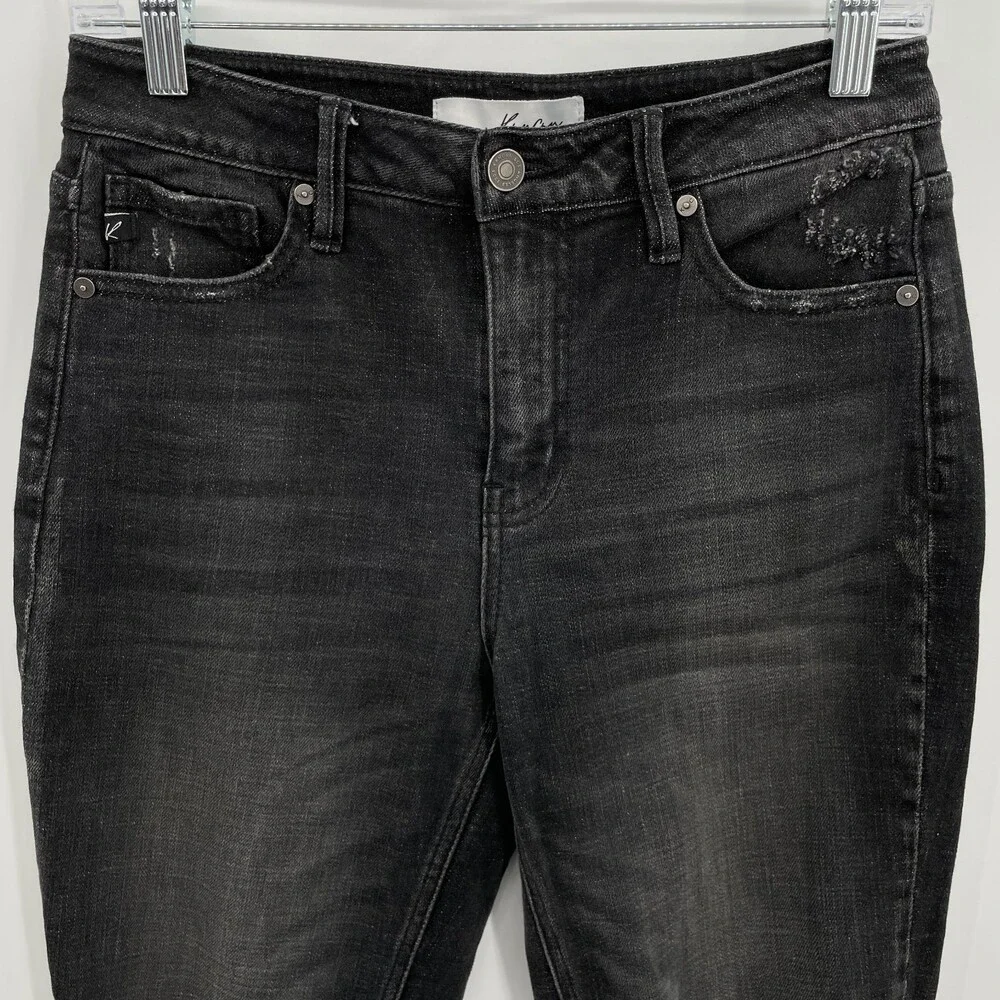 KANCAN Graphite Black High Rise Distressed Mom Jeans Size 26